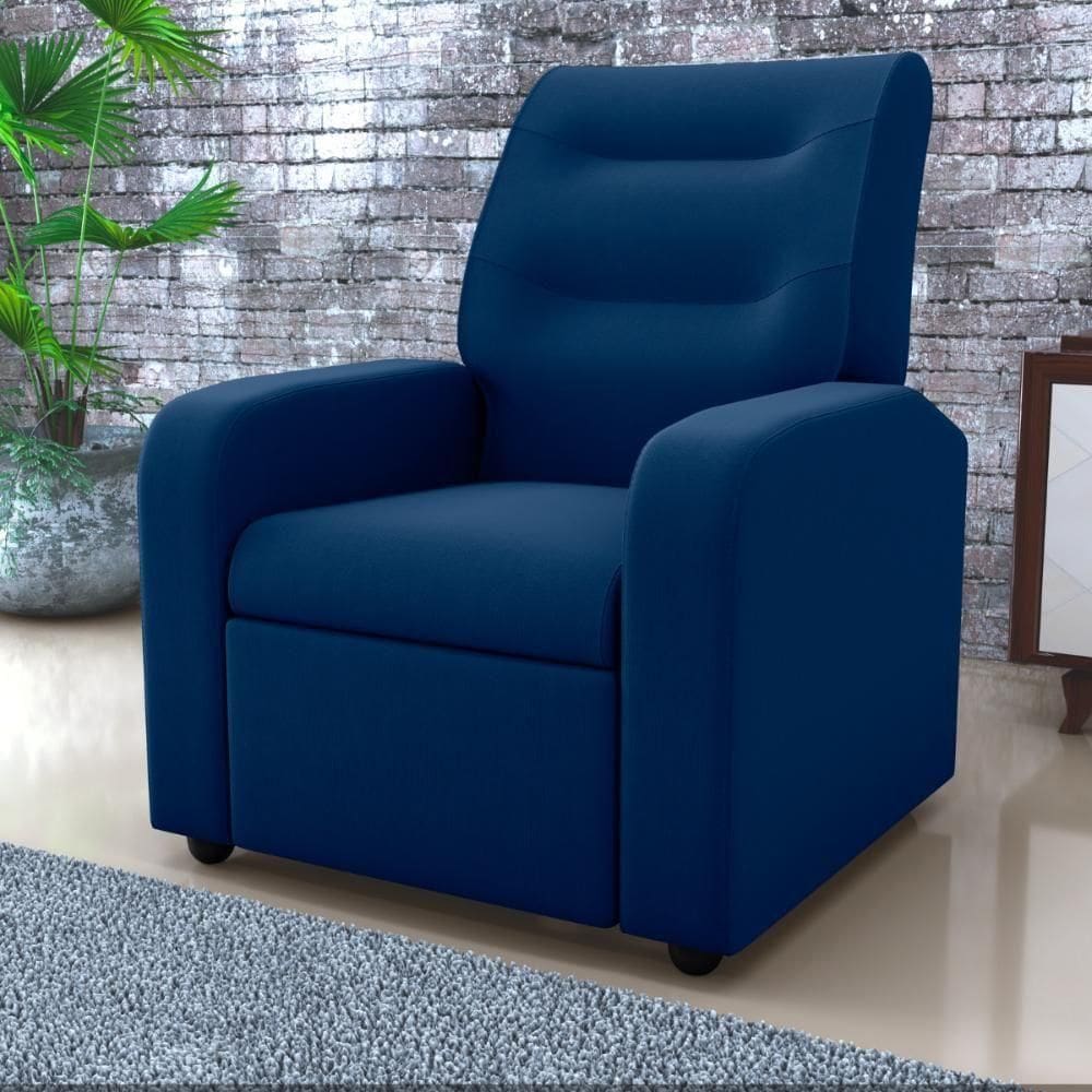 Poltrona Decorativa Reclinável Cecilia Veludo Light Azul