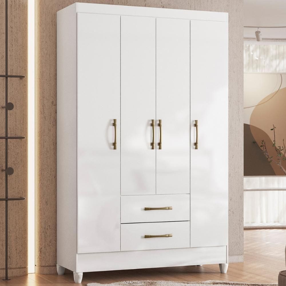 Conjunto Guarda Roupa E Comoda Lotus Branco