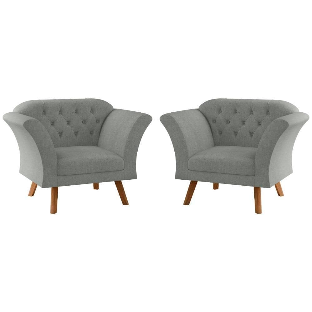 Conjunto Poltrona Decorativa Roseira Linha Grafite