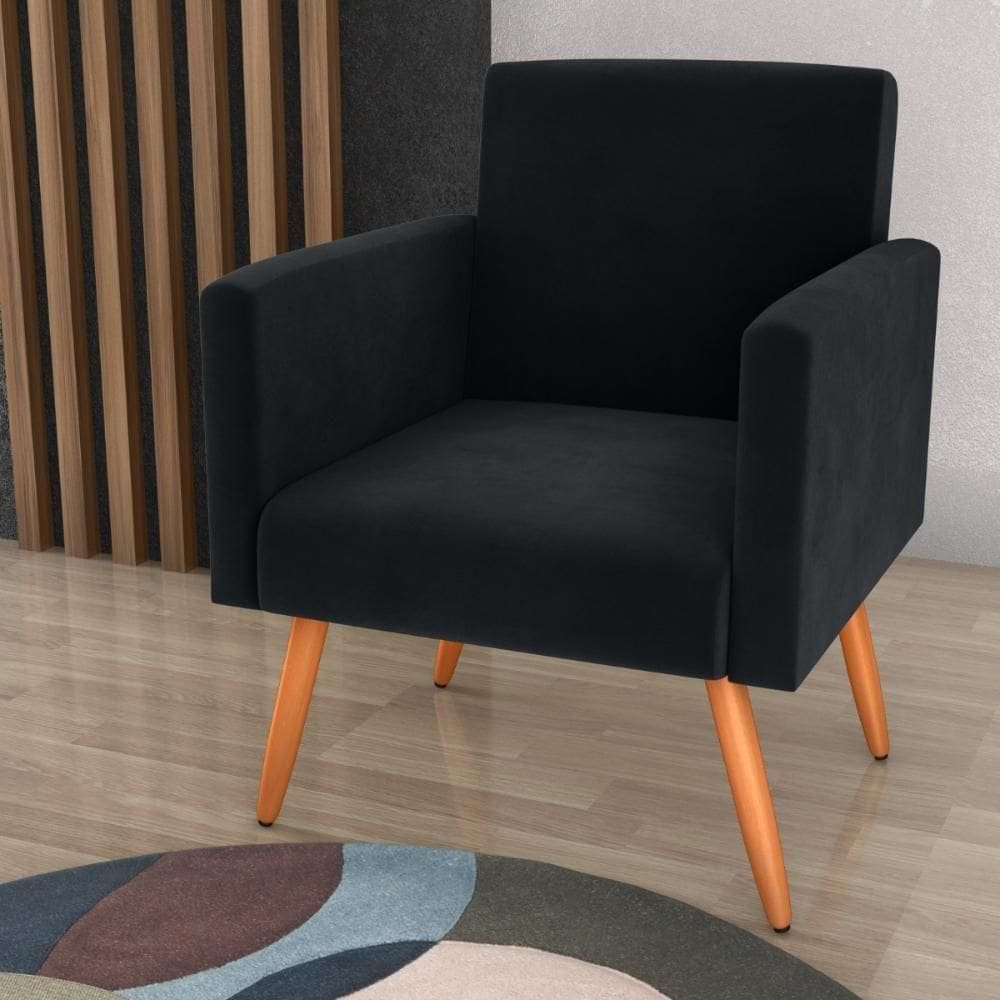 Poltrona Para Decoração Sara Veludo Preto