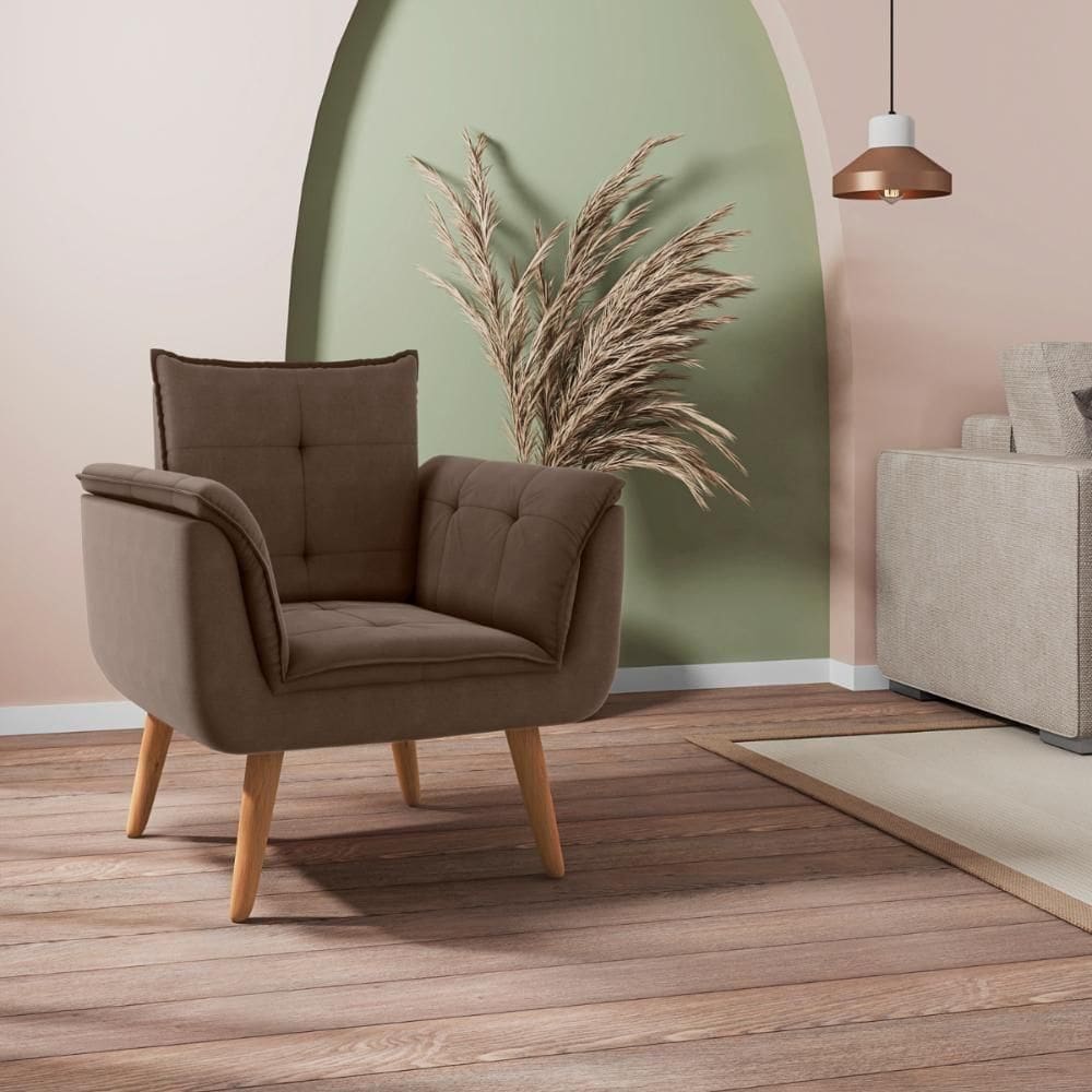 Poltrona Para Sala De Recepção Silveiras Inca Marrom