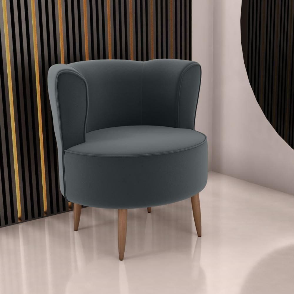 Poltrona Decorativa Para Sala Amapá Veludo Cinza