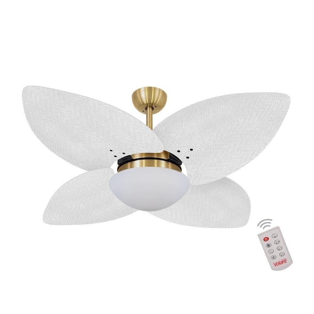 Ventilador De Teto Dormamu Dourado 4 Pás Palmae Branco 220V Com Controle