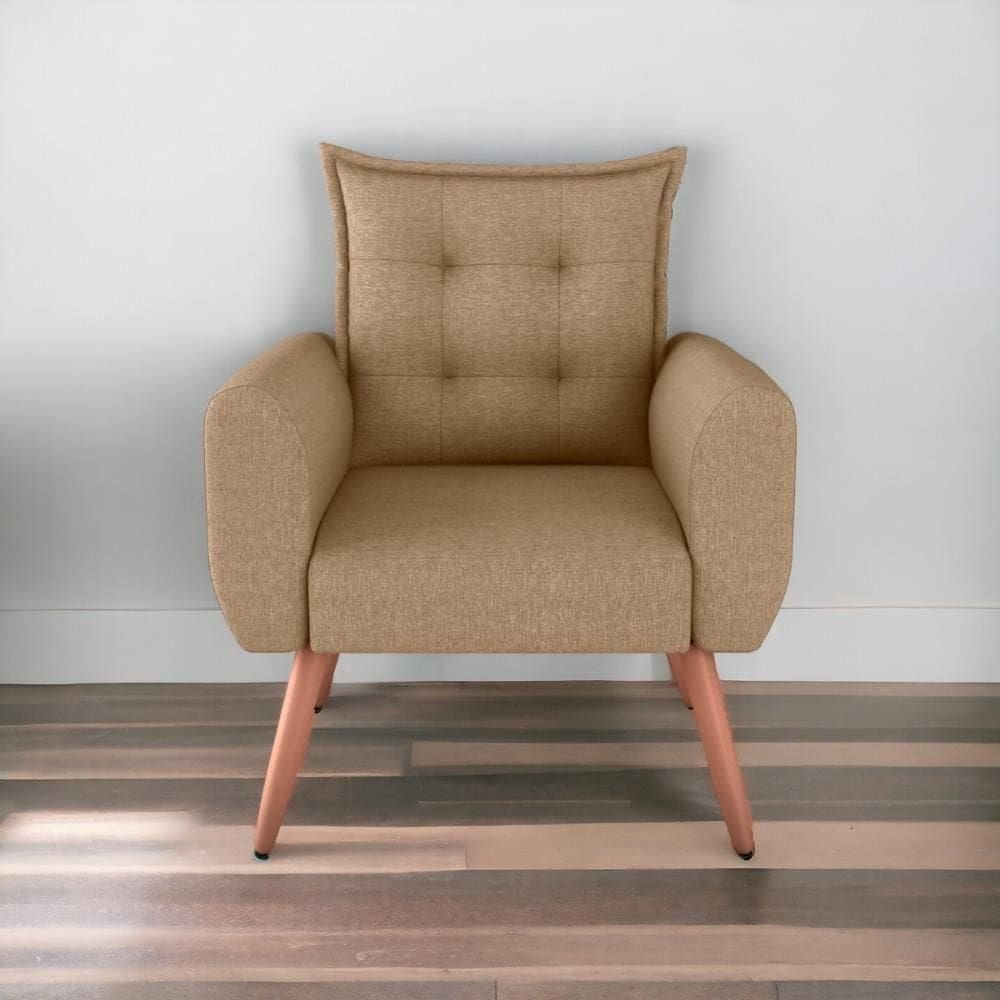 Poltrona Decorativa Para Sala Ravi Linho Palha