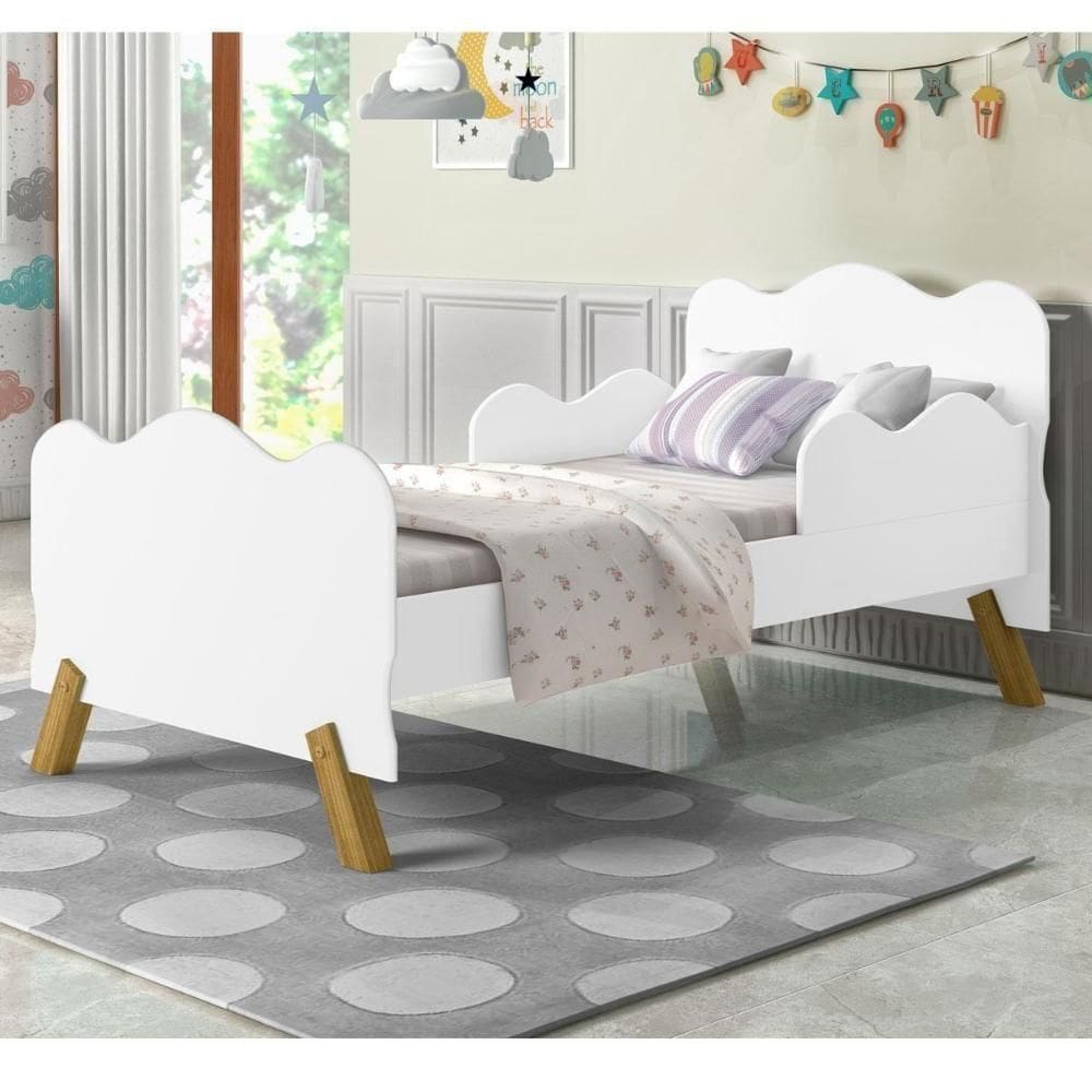 Cama Infantil Angel Branca Com Colchão