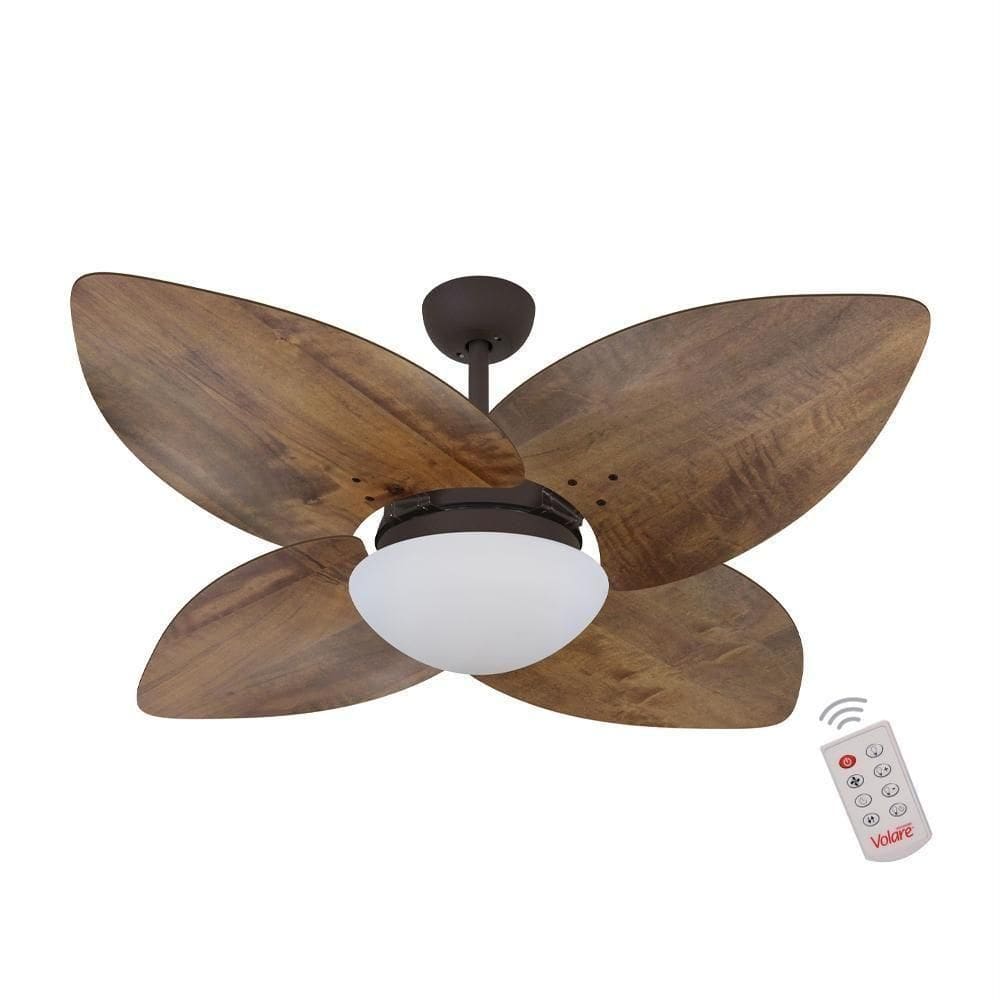 Ventilador De Teto Dormamu Marrom Texturizado 4 Pás Rádica Imbuia 110V Com Controle