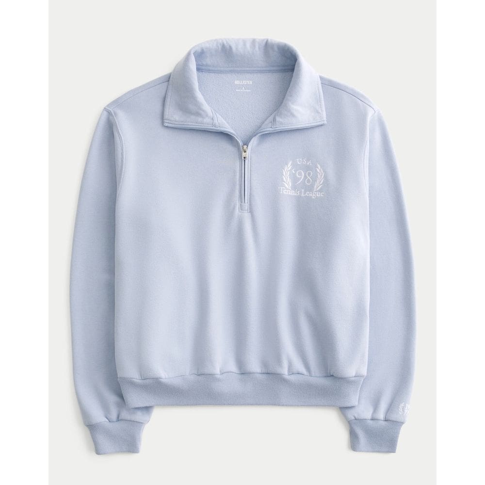 Blusa De Moletom Hollister Tennis League 1/4 De Zíper Fem