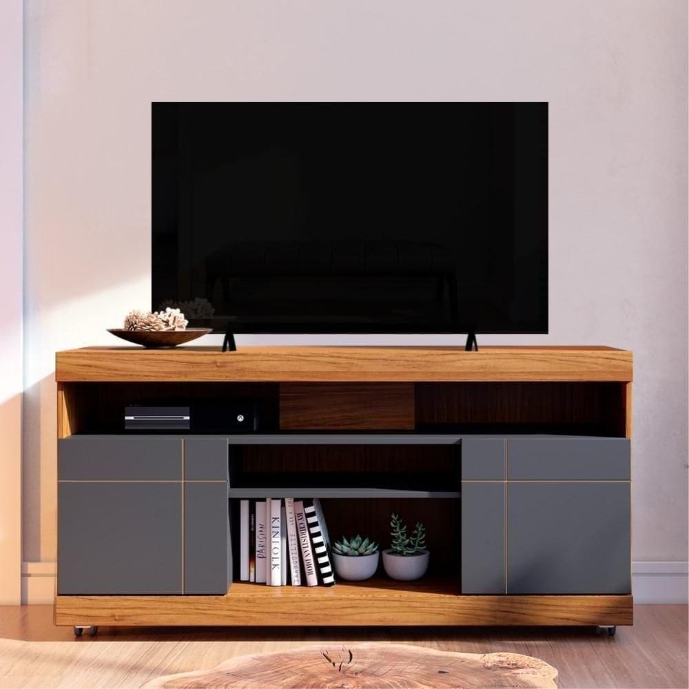 Rack Para Com Portas Aurora Noce Preto
