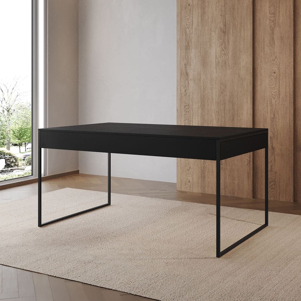Mesa Industrial Caixote Filadélfia Tampo 120x75 Preto Base Ferro Preto