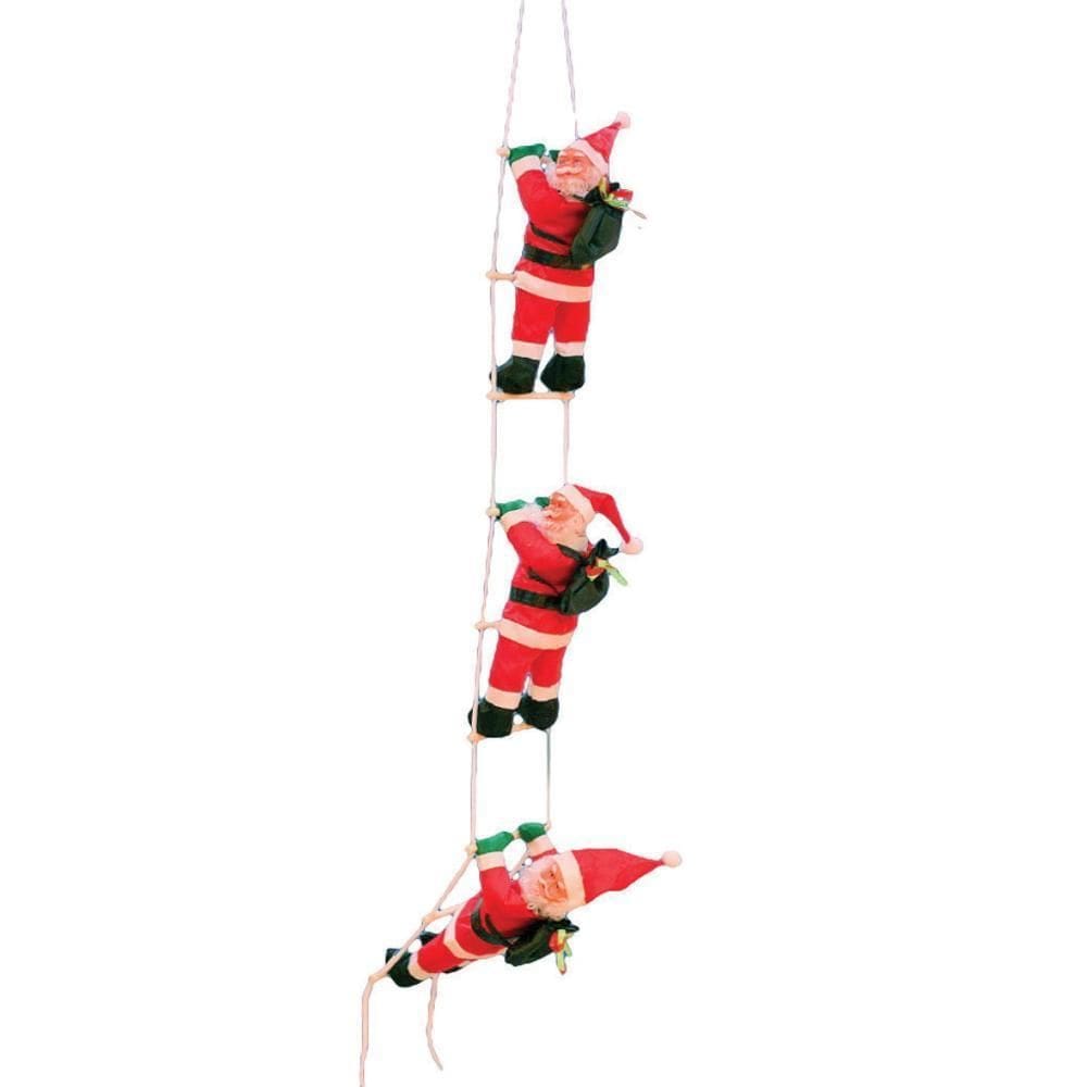 Papai Noel Escalador 3 Bonecos Enfeite De Natal 90X20Cm
