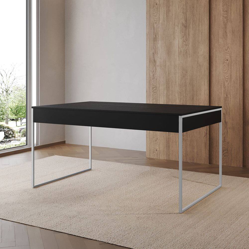 Mesa Industrial Caixote Filadélfia Tampo 120x75 Preto Base Ferro Branco