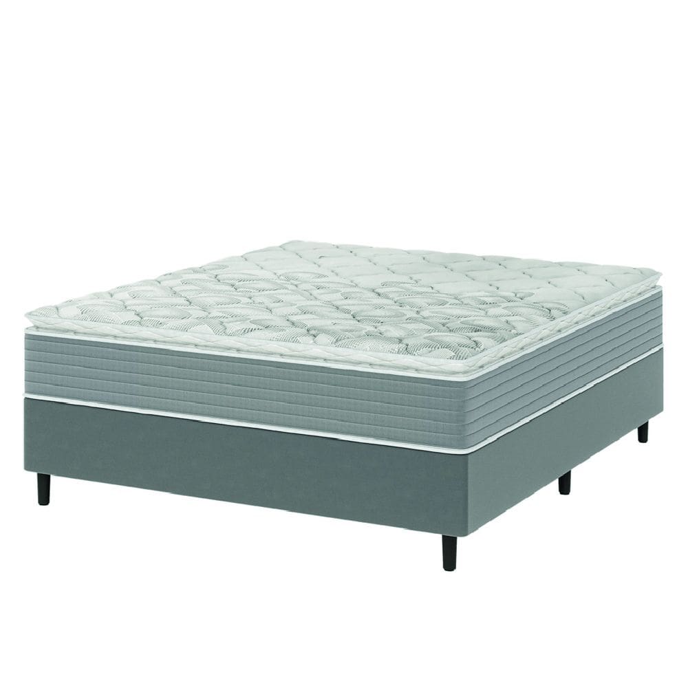 Cama Box Casal Molas Ensacadas Pillow Top 138x188x63cm Martino Cinza Umaflex