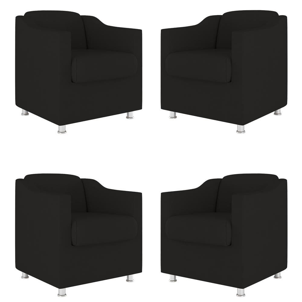 Kit 4 Poltronas Decorativas Tilla Suede
