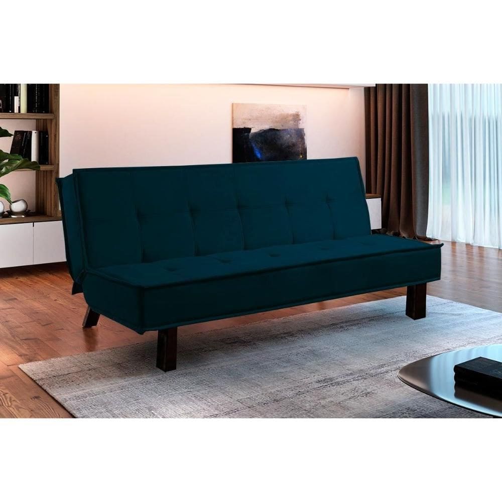 Sofá Cama p/ Sala Sicília Extra Suede Azul - Paropas