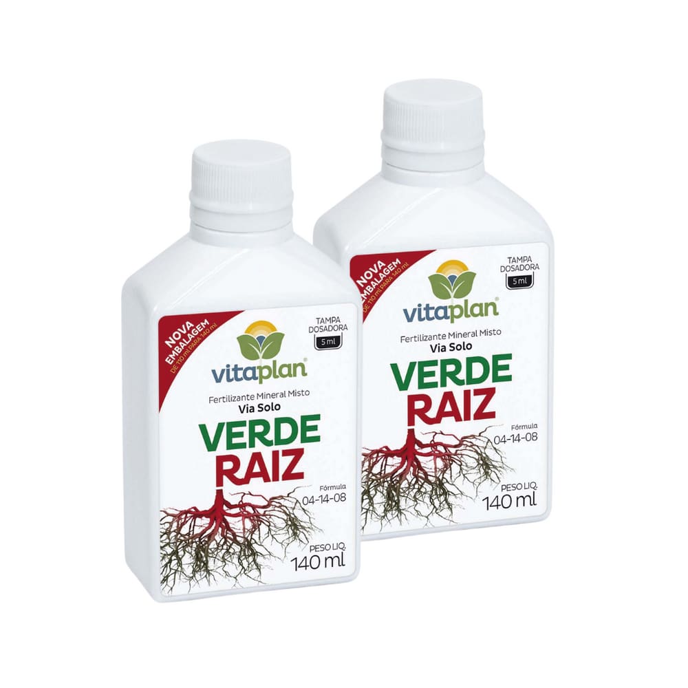 Kit 02 Adubo Mineral Misto Verde Raiz 140ml Vitaplan