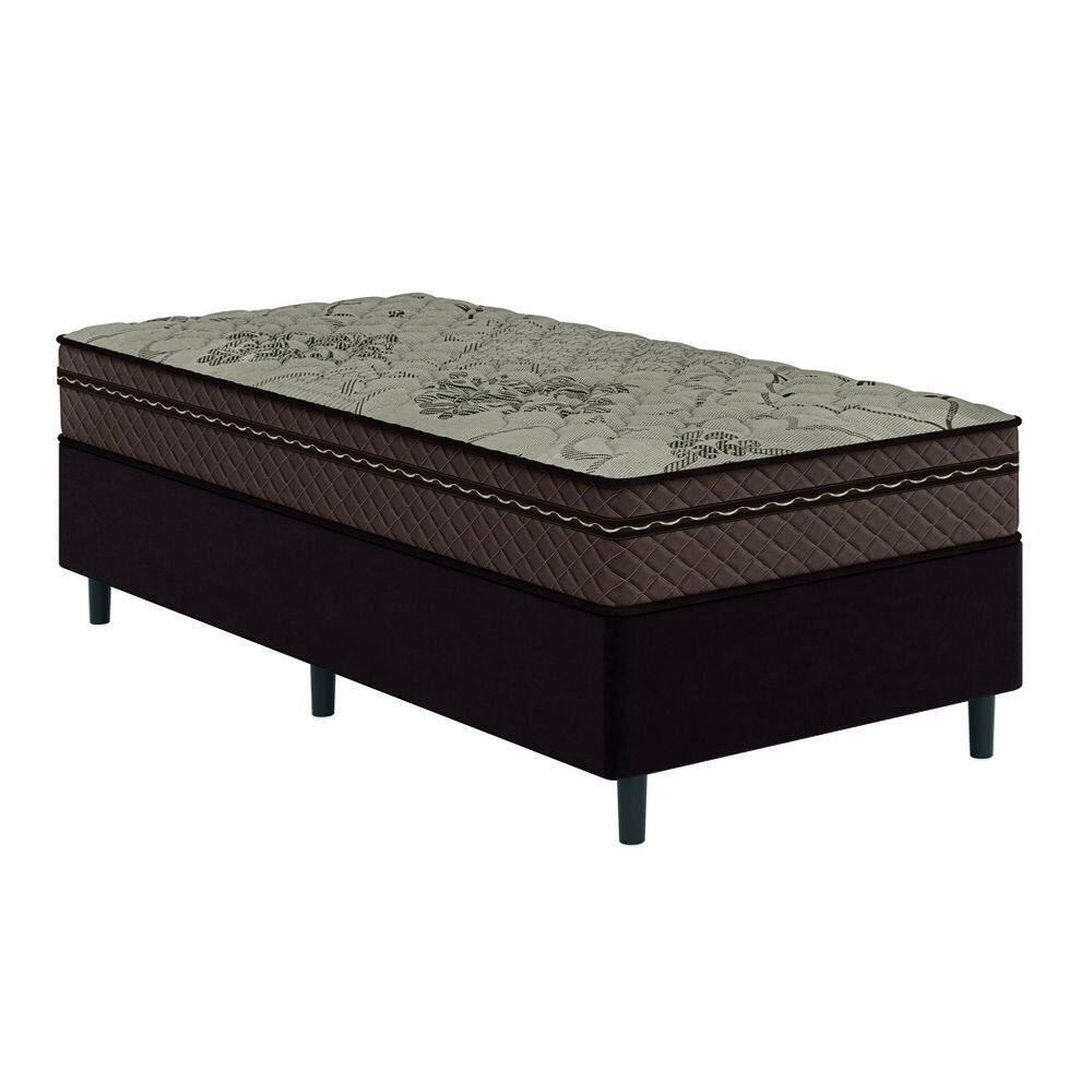 Cama Box Solteiro Colchão Com Molas Ensacadas Tokio 88x188x63cm Marrom Umaflex