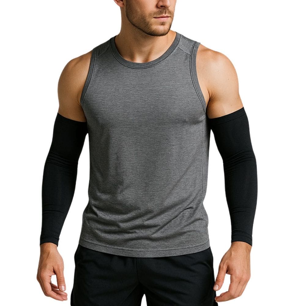 Manguito Proteção Solar 2 Pares 1 Cinza + 1 Preto - Esportes ao Ar livre, Musculação, dia a dia Unissex