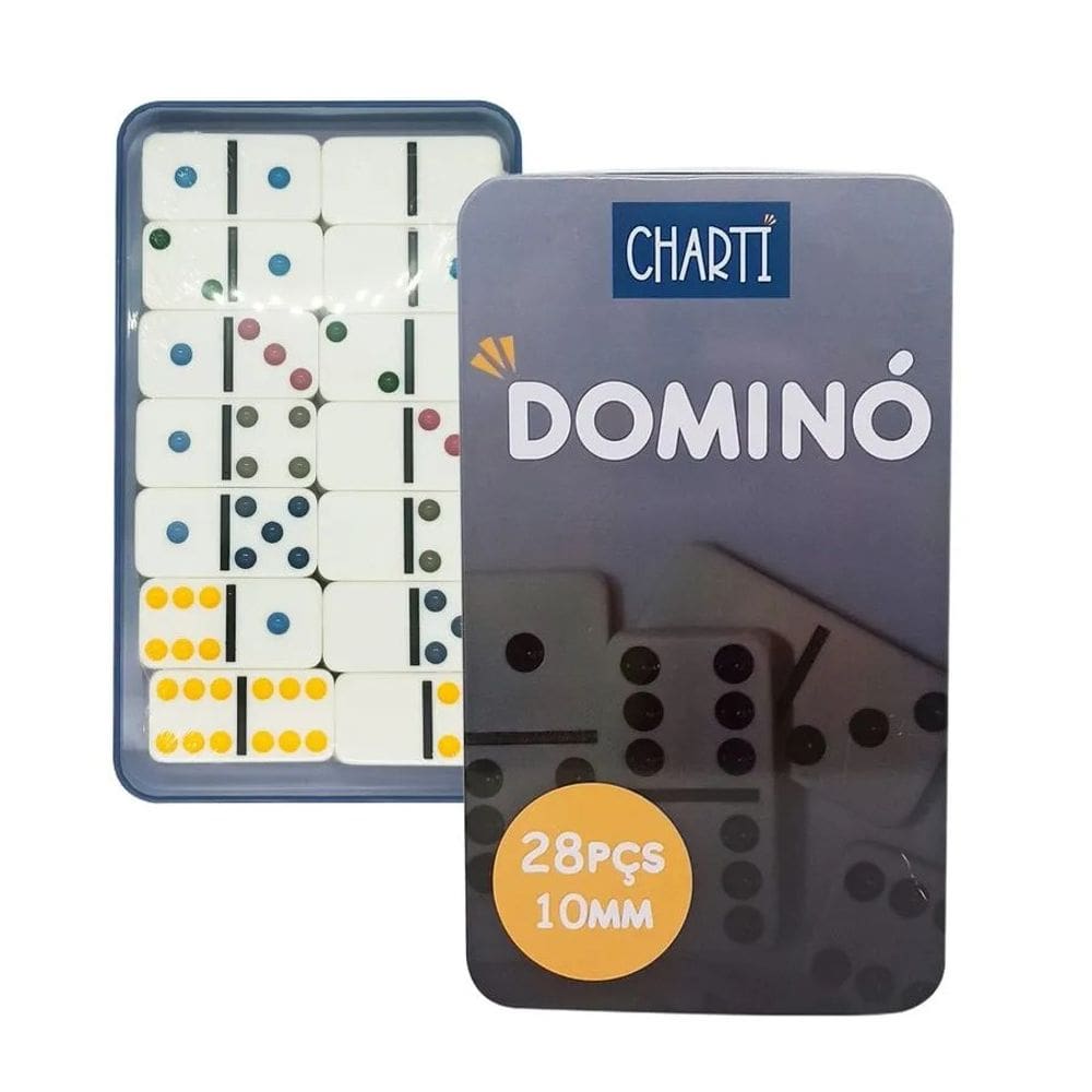 Jogo De Dominó 10Mm Plástico Na Lata 28 Peças
