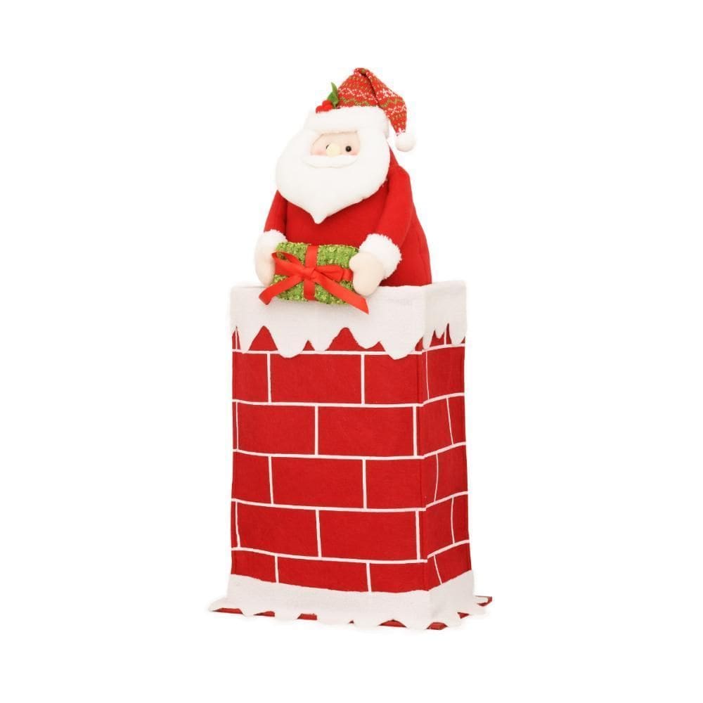 Papai Noel Decorativo Saindo Da Chaminé 83Cm