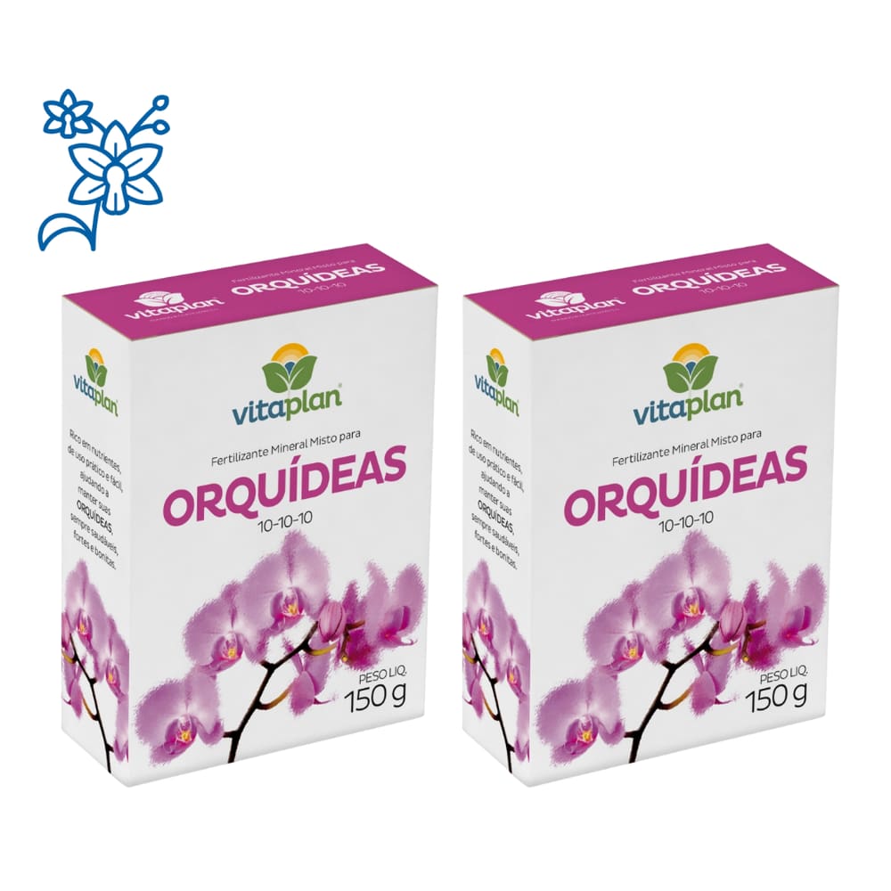 Kit 02 Adubo Mineral Misto Orquídeas 150g Vitaplan