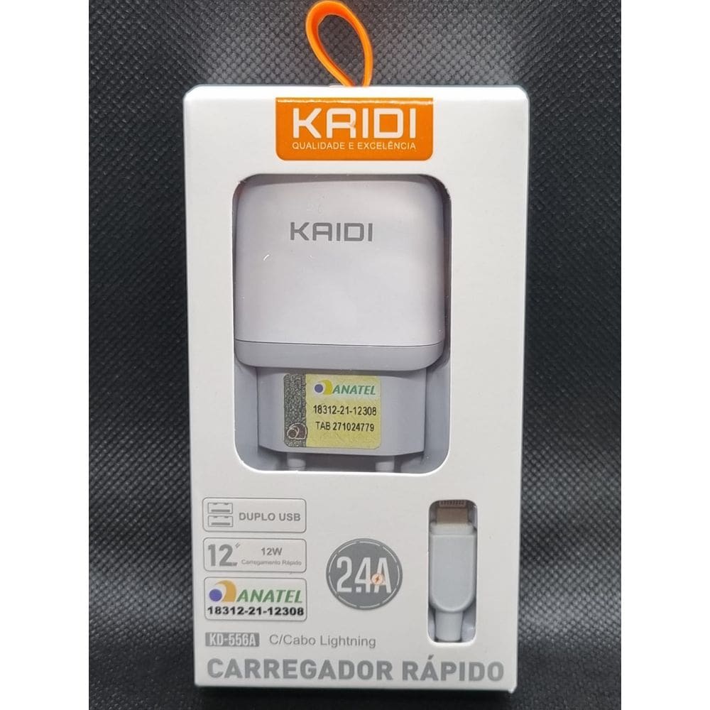 Carregador 2 Usb Fonte 2.4a 12w Lightning(compatível com IP) - Kd-556a