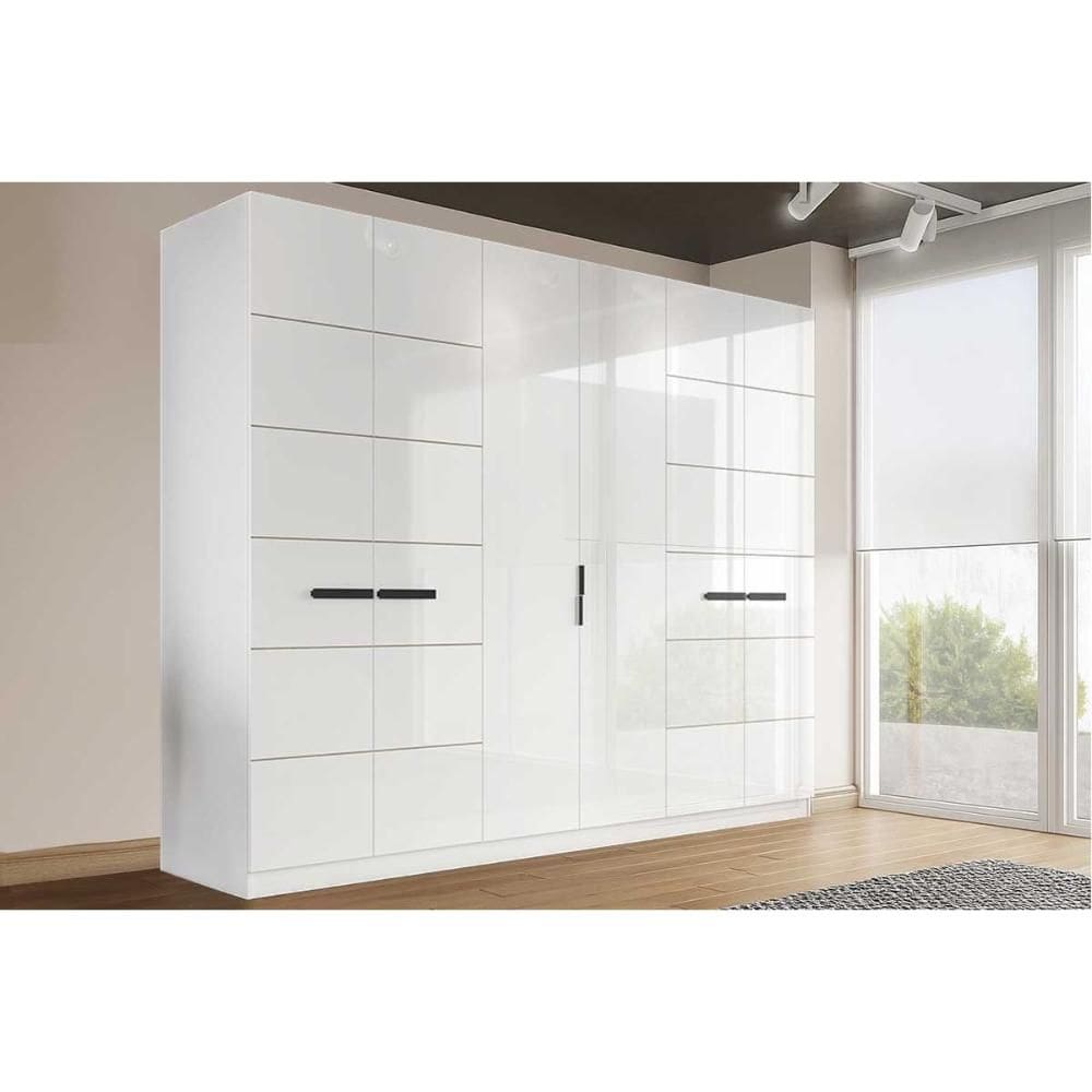 Guarda Roupa 6 Portas e 4 Gavetas Lisboa Branco - Politorno