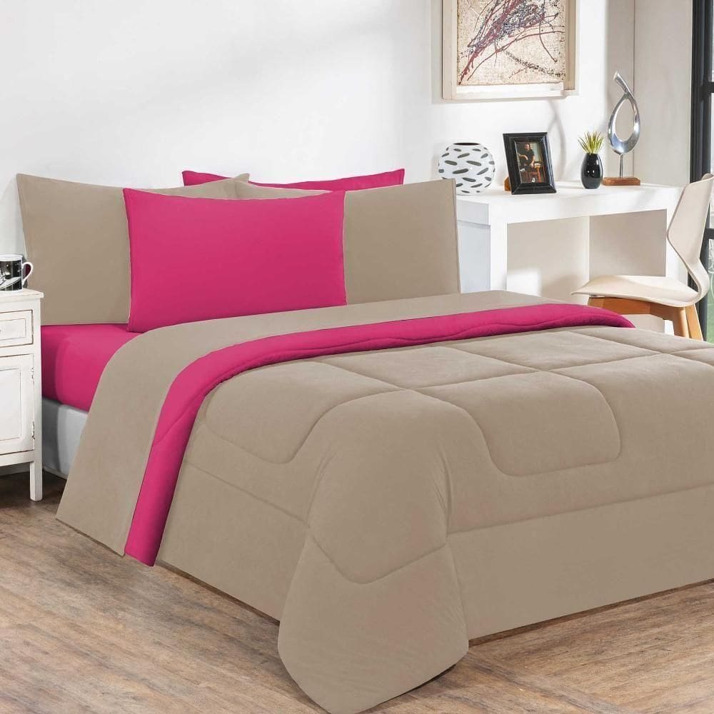 Edredom Malha 100% Algodão Gran Moratta 1 Peça Solteiro - Avelã-pink
