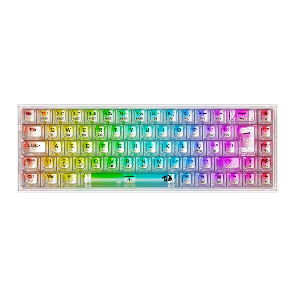 Teclado Mecânico Gamer Redragon Transparente Castor Pro RGB K631CT-RGB-PRO