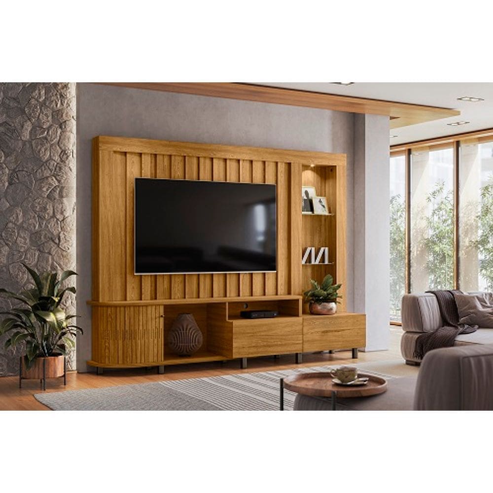 Home Theater Le Mans Cumaru - Madetec Móveis