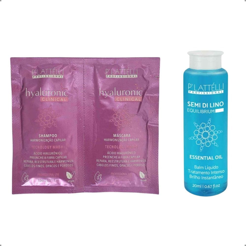 Kit Harmonização e Brilho Intenso 02 Sache Hyaluronic + 01 Semi Di Lino