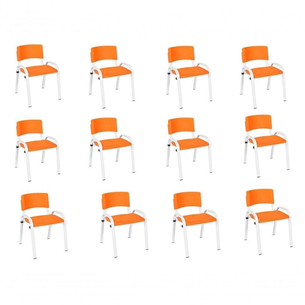 Kit 12 Cadeiras Infantil Iso, , Base Branca Laranja