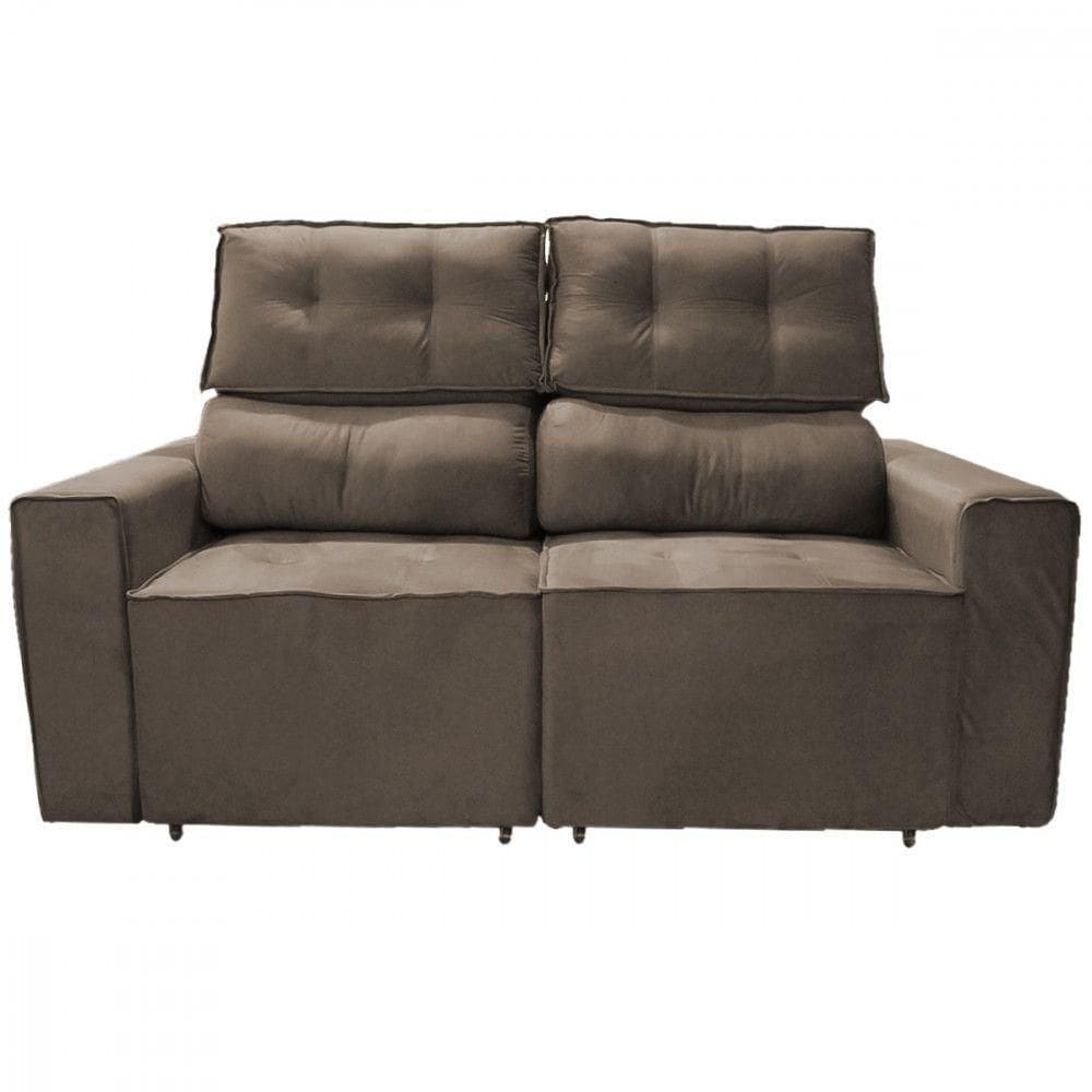 Sofá Para Sala Reclinavel Estofado Price 180cm Suede Rato Marrom