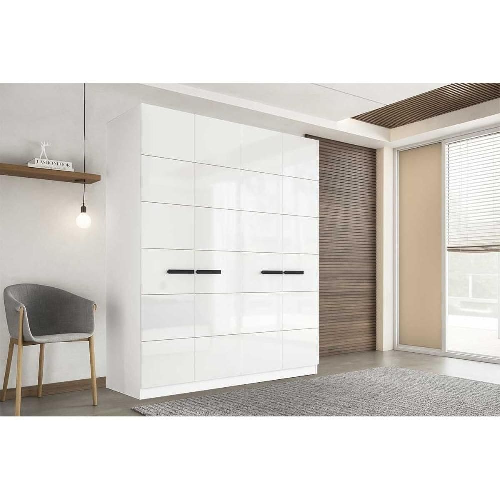 Guarda Roupa 4 Portas e 4 Gavetas Lisboa Branco - Politorno