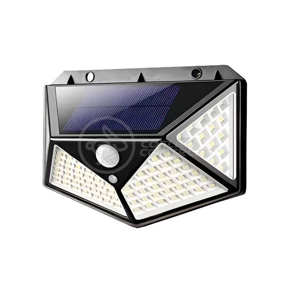 Luminária Solar De Parede Com 100 Leds Sensor De Presença Lâmpada Para Jardim E área Externa