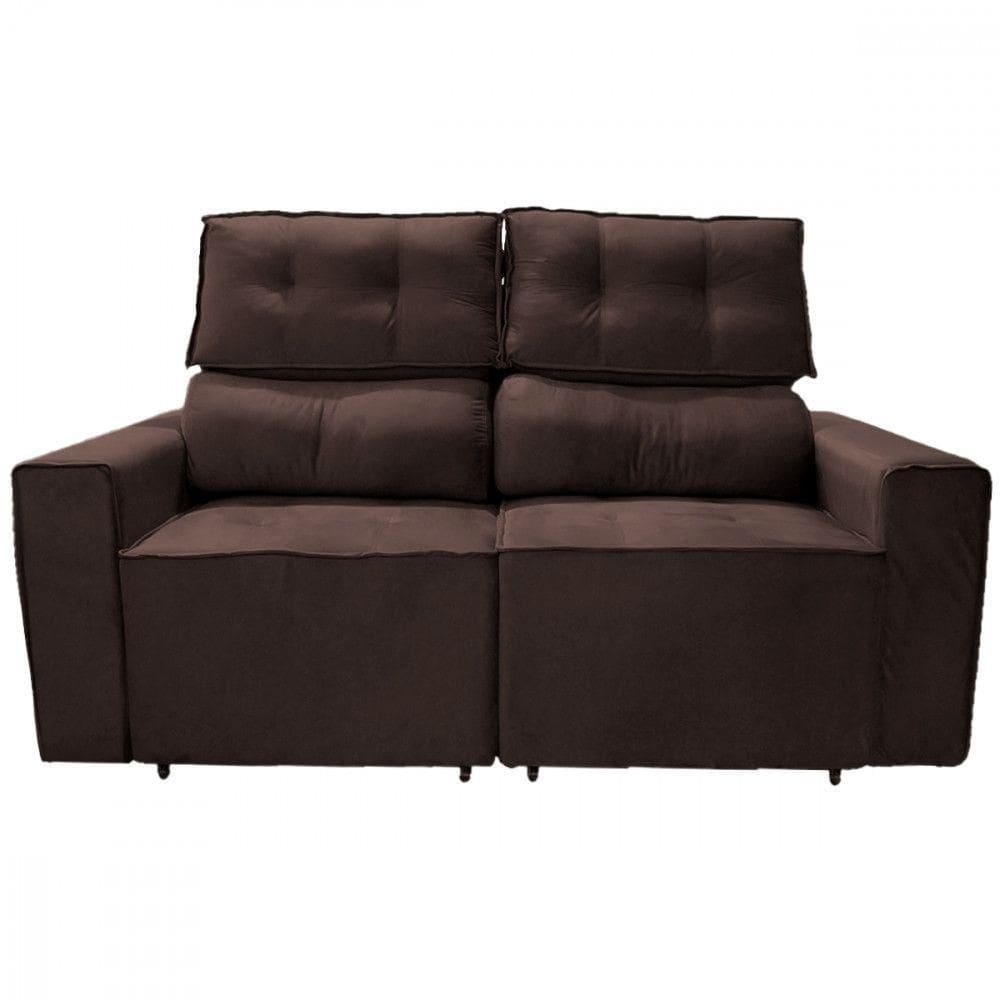 Sofá Para Sala Reclinavel Estofado Price 180cm Suede Café Marrom Café