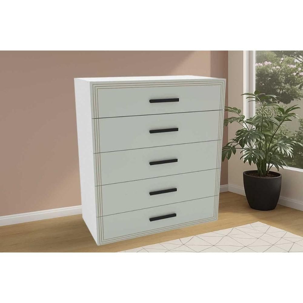 Cômoda Casal Valência c/ 5 Gavetas Branco/Verde - Politorno