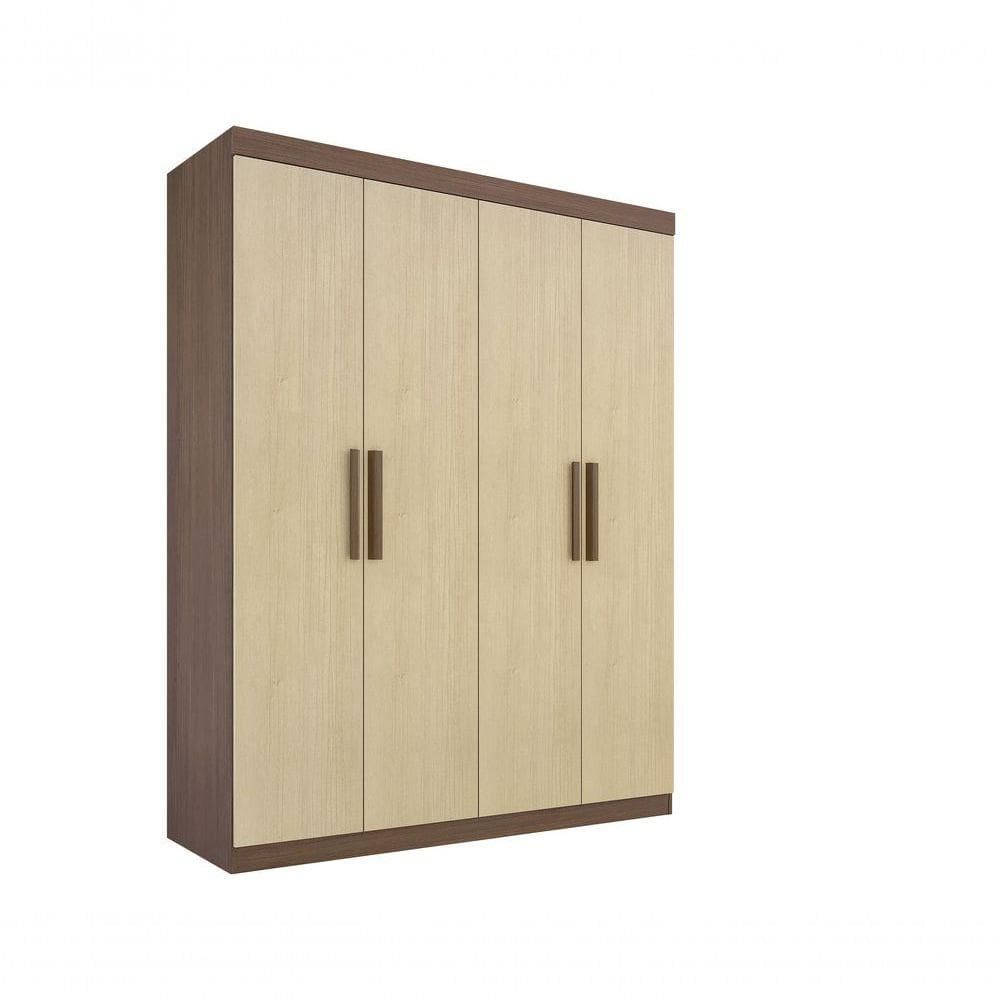 Guarda Roupa 4 Portas 3 Gavetas Sem Pés Colibri Plus - D` Doro Castanho/linho