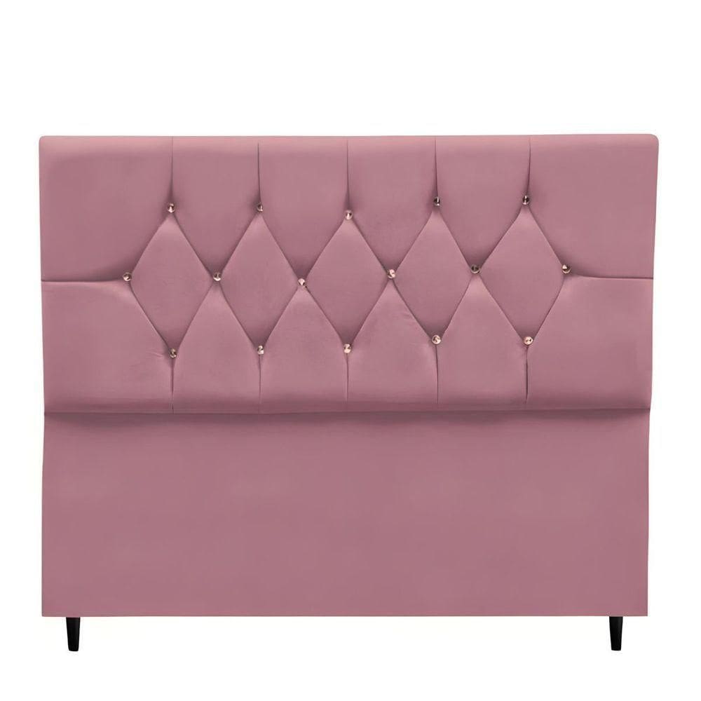 Cabeceira Estofada Cama Box King 195 Cm Suede Ayla rosê