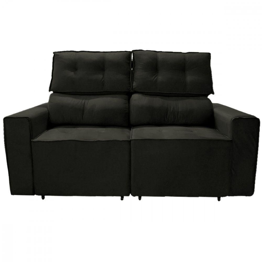 Sofá Para Sala Reclinavel Estofado Price 180cm Suede Marrom Escuro