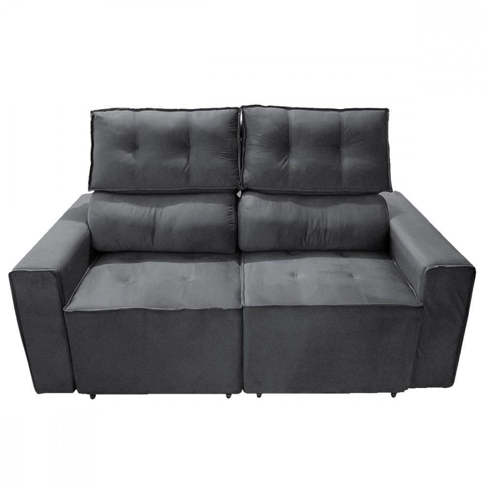 Sofá Para Sala Reclinavel Estofado Price 180cm Veludo Chumbo