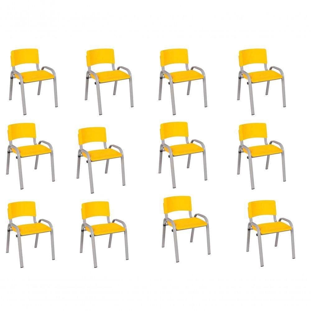 Kit 12 Cadeiras Infantil Iso, , Base Cinza- Amarelo