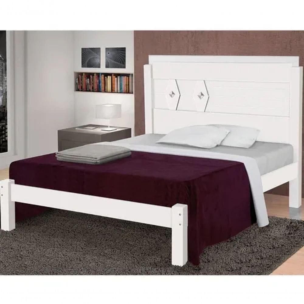 Cama Casal Extensível Livia 100% Mdf E Estrado 100% Madeira Carmolar Branca