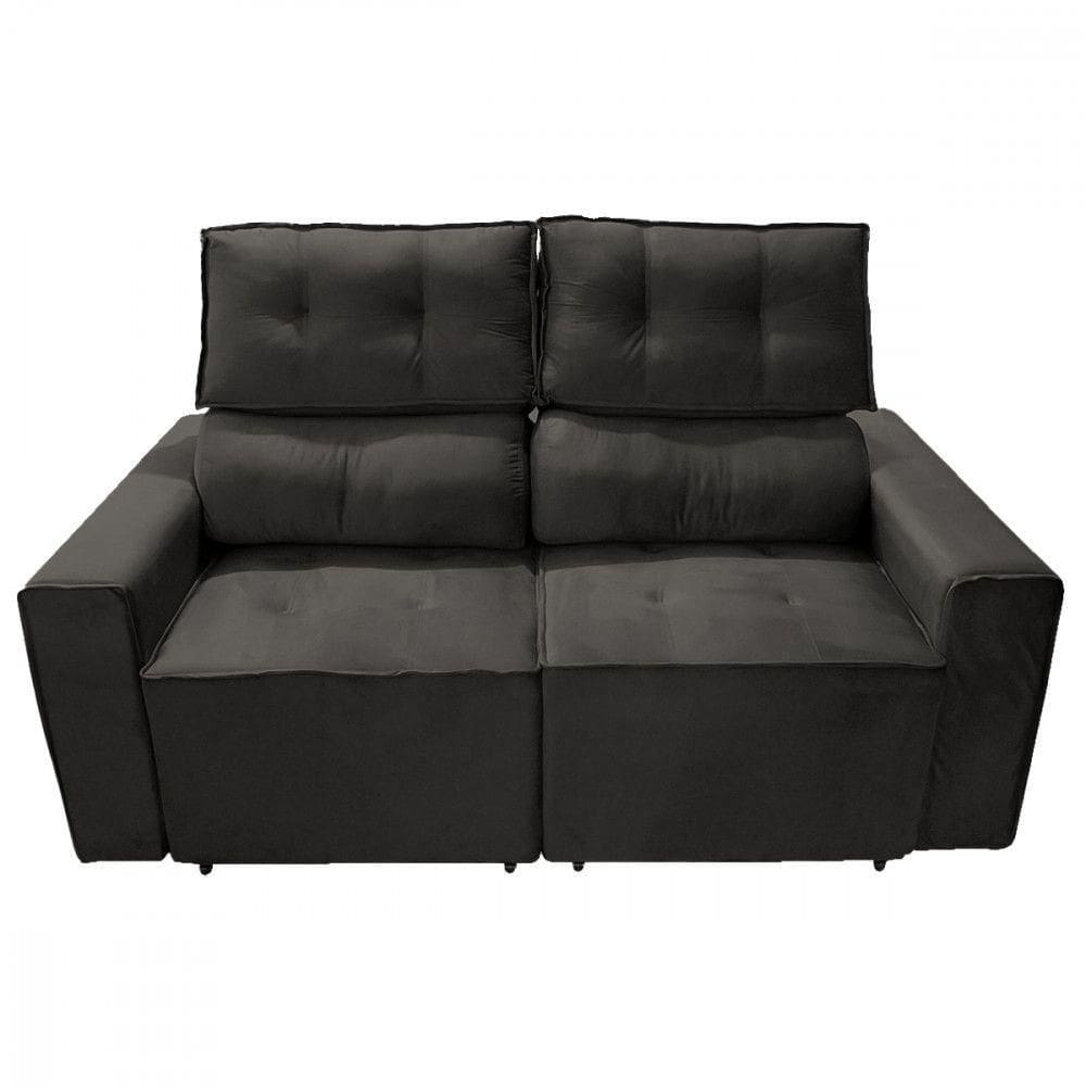 Sofá Para Sala Reclinavel Estofado Price 180cm Veludo Cacau Marrom