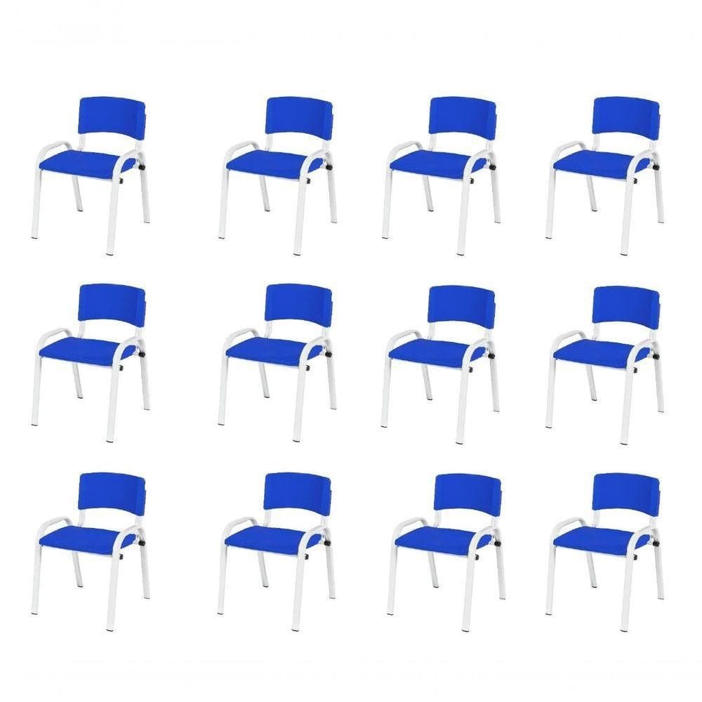 Kit 12 Cadeiras Infantil Iso Base Branca Azul