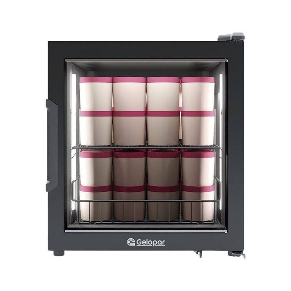 Refrigerador Bancada Com Porta De Vidro 85l Gfb75cb Gelopar Expositor All Black 110v