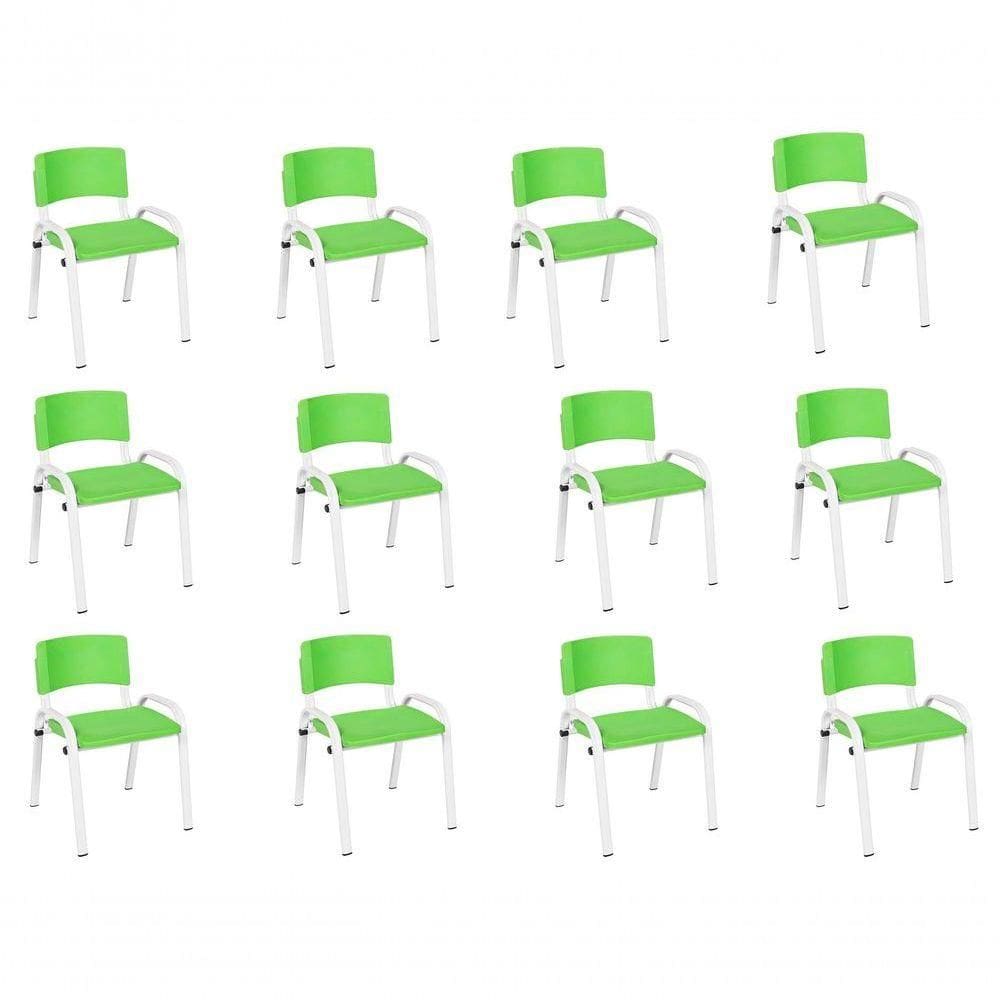 Kit 12 Cadeiras Infantil Iso Base Branca Verde Claro