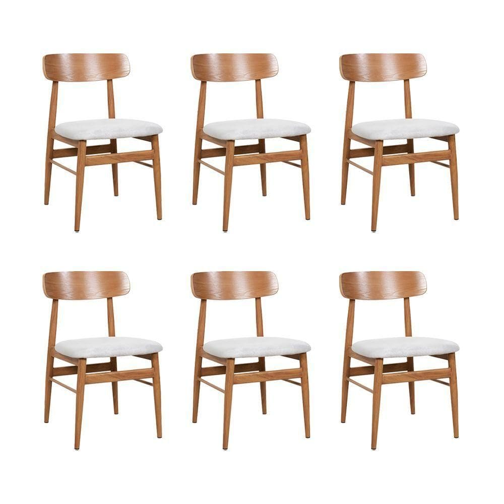 Kit 6 Cadeiras De Jantar Delta Estrutura Aço Carbono Laminado Natural Com Estofado Linho Cru