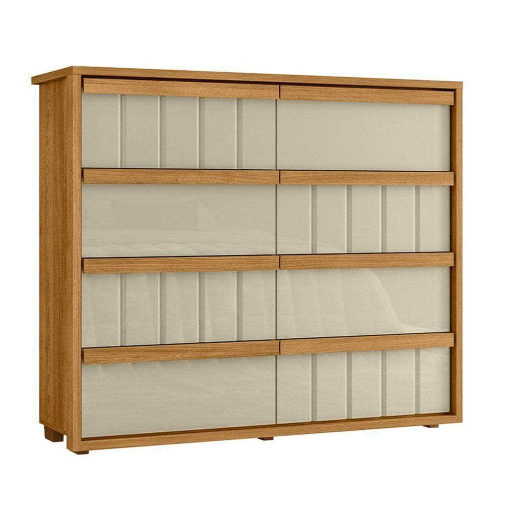 Cômoda Tarsila 100% Mdf Ripado 8 Gavetas - 7 Decor Cumaru E Opala