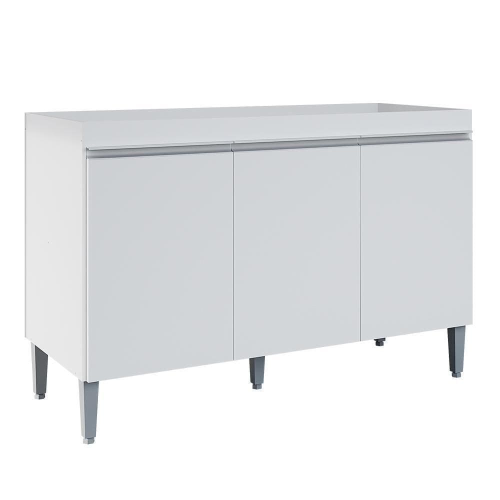 Balcão Pia Manu 120cm 3 Portas Branco Sem Tampo Ajl Móveis Branco