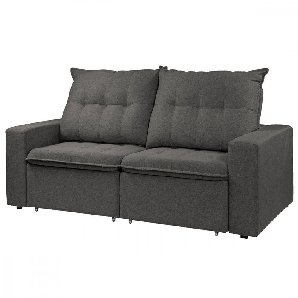 Sofá Para Sala Reclinavel Estofado Berlim 200cm Veludo Chumb Chumbo